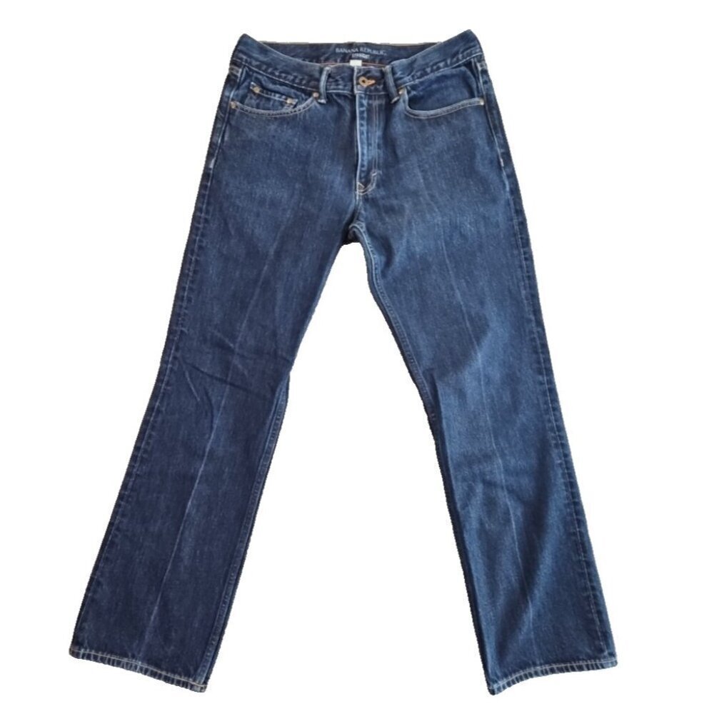 Banana Republic Jeans Men's 33 x 32 Straight‎ Leg Indigo Blue Denim Relaxed EUC